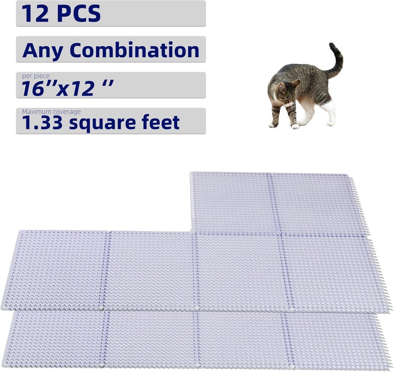 BYTEBAY 12 Pack Scat Mats for Cats with Interlocking Design, Adjustable Safe Spike Mat for Protective Deterrent, 16x13 Inch Indoor Outdoor All-Season Repellent - Image 5